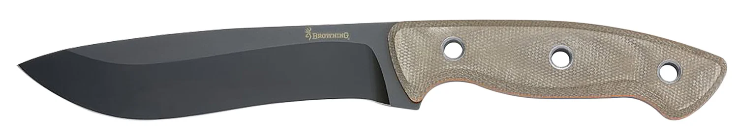 Browning 3220517B Desolation Large 6" Fixed Drop Point Plain Black Powder Coated 440C SS Blade, Tan Micarta Laminate Handle