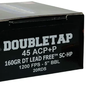 DoubleTap Ammunition 45A160XM 45ACP 160gr Lead Free Hollow Point 20 Per Box/50 Case