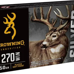 Browning Ammo B192602701 Silver 270Win 150gr Plated Soft Point 20 Per Box/10 Case