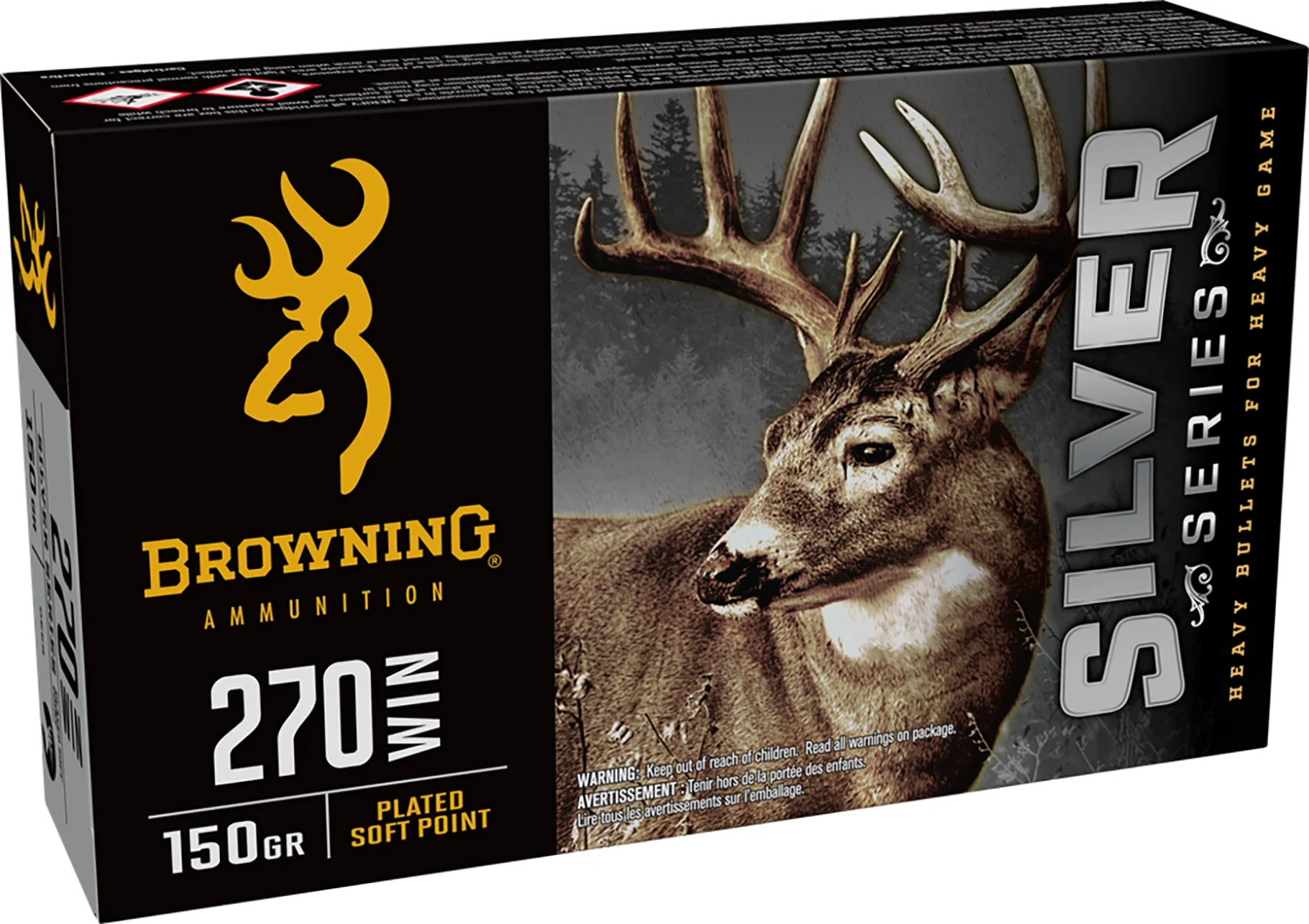 Browning Ammo B192602701 Silver 270Win 150gr Plated Soft Point 20 Per Box/10 Case