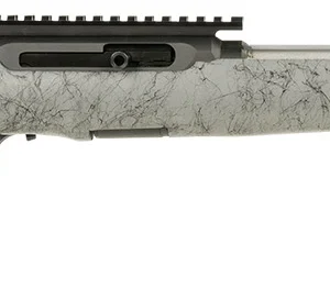 Savage Arms 47253 A Series TimberLite 22LR 10+1 18" Black Threaded Carbon Fiber/SS Barrel, Black Picatinny Rail Steel Receiver, Gray w/Black Webbing Synthetic Fixed Thumbhole Stock
