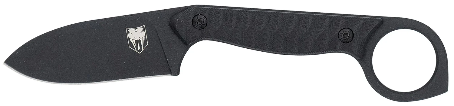 CobraTec Knives CTWLTBLK Wolfteeth EDC 2.75" Folding Drop Point Plain Black 14C28N Steel Blade, 4.25" Black Textured G10 Scales Handle