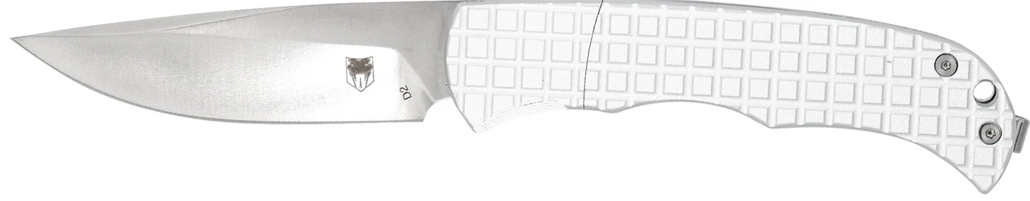 CobraTec Knives CTCLNHRSIL Cyclone Hidden Release 3" OTF Plain Satin D2 Steel Blade, 4" White Aluminum Handle