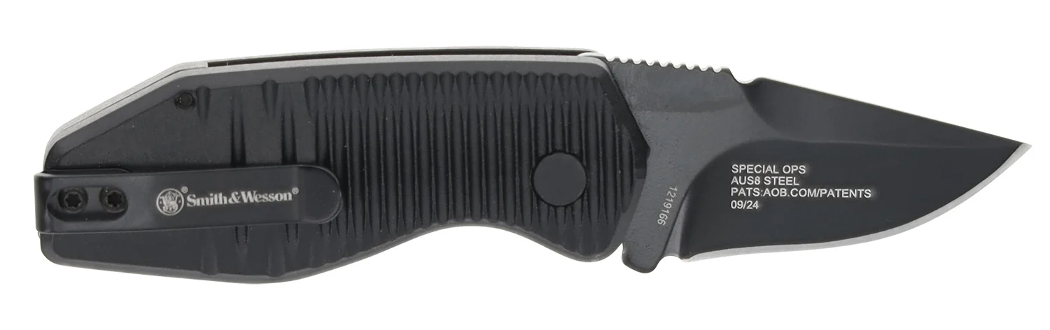 Smith & Wesson Knives 1219165 Special Ops Mini 1.90" Folding Drop Point Plain AUS-8A SS Blade Aluminum Handle