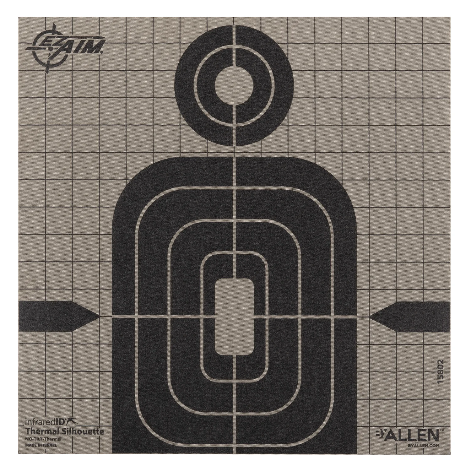 Allen 15802 Thermal Target Silhouette Hanging Paper 8" x 8" Black/Gray