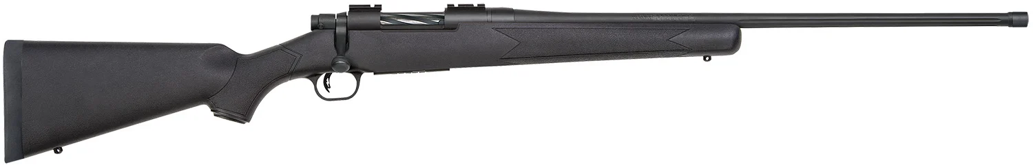 Mossberg 28243 Patriot Full Size 6.5 PRC 4+1 24" Matte Blued Fluted Threaded Barrel, Drilled & Tapped Matte Blued Stainless Steel Receiver, Black Fixed Synthetic Stock