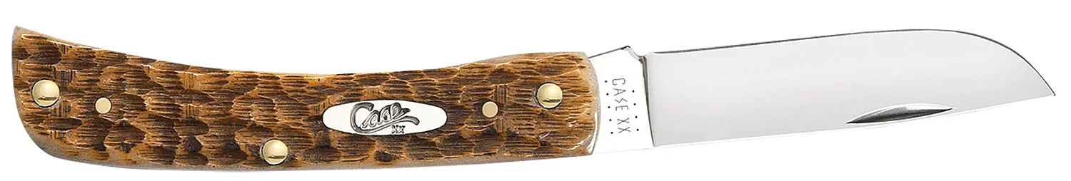 Case 00245 Sod Buster Jr. Plain Peach Seed Jigged Amber Bone Handle