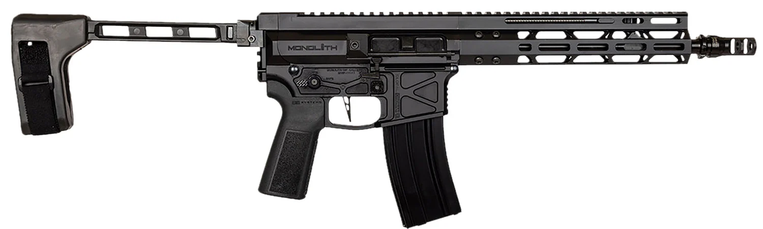 Global Ordnance LLC 197892004862 Monolith 15P 5.56x45mm NATO 30+1 12.50" Black Mono Barrel, M-LOK Handguard, Black Aluminum Picatinny Rail Receiver, SB Tactical Brace, B5 P-Grip 23 Grip