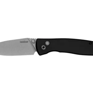 Kershaw 2053 Kindred 3" Folding Spear Point Plain Stonewashed D2 Steel Blade, Black Anodized Aluminum Handle