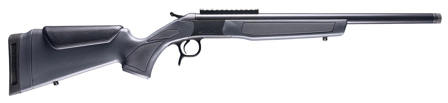 CVA CR4446 Scout Compact 300 Blackout 1rd 16.50" Blued Threaded Barrel, Blued Picatinny Rail Receiver, Stealth Gray Fixed Synthetic Stock
