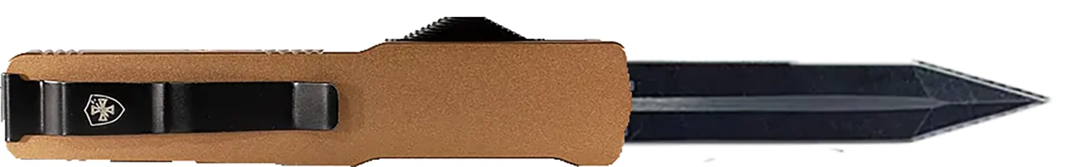 Templar Knife MAAB121 Premium LW Slim 3.25" OTF Dagger Plain Black Oxide Stonewashed Powder Coated D2 Steel Blade, 5" Bronze Anodized Aged Aluminum Handle