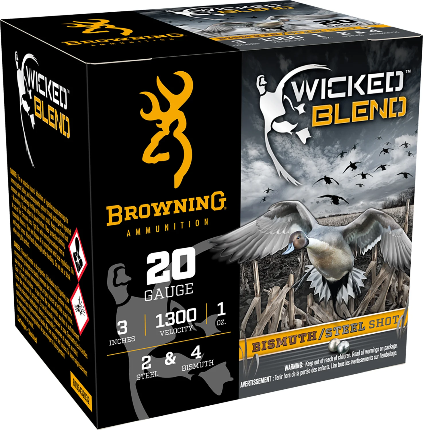 Browning Ammo B193432032 Wicked Blend 20Gauge 3" 1oz 2/4BI Shot 25 Per Box/10 Case