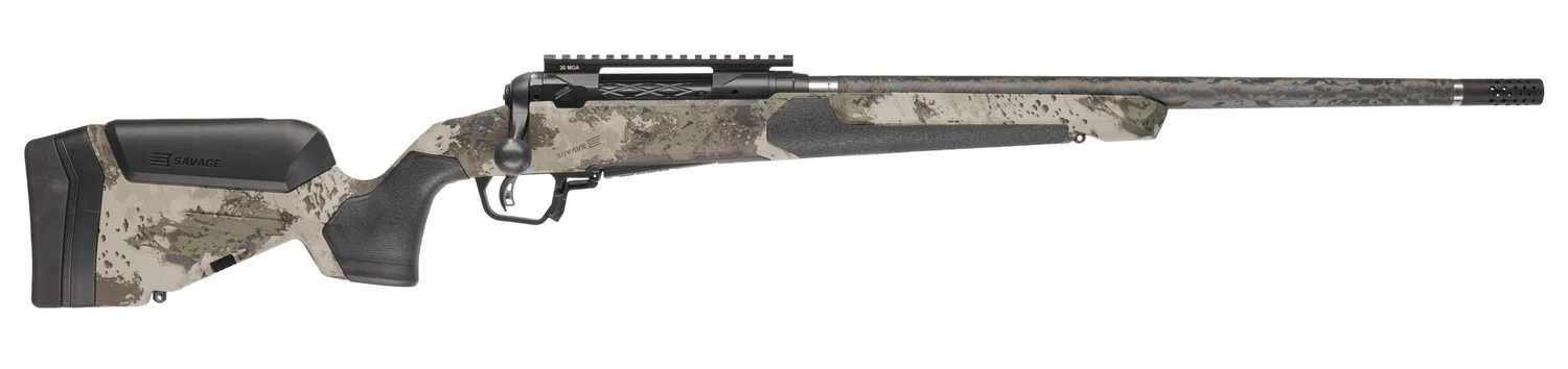 Savage Arms 32903 110 UltraLite Pro Full Size 6mm Creedmoor 3+1 20" Carbon Fiber Barrel, Savage Woodland Camo Accufit V2 Synthetic Stock, Right Hand