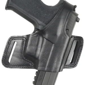 Bianchi 15718 Black Widow  OWB Size 14 Black Leather Belt Slide Fits Glock 17 Fits Glock 19 Fits Glock 22 Right Hand