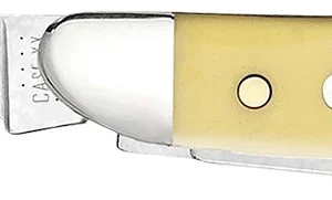 Case 00030 Peanut 2.10"/1.53" Folding Clip/Pen Plain Tumble Polish Chrome Vanadium Blade/Smooth Yellow Synthetic Handle