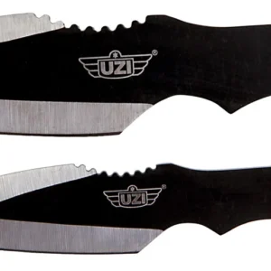 Uzi Accessories UZKTRW002 Throwing Knives Fixed Spear Point Plain Black Stainless Steel Blade Black Stainless Steel Handle Includes
