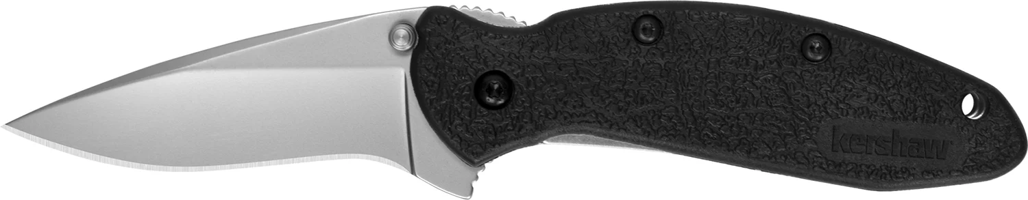 Kershaw 1620 Scallion 2.40" Folding Flipper Plain Bead Blasted 420HC SS Blade Black Glass-Filled Nylon Handle Includes Pocket Clip