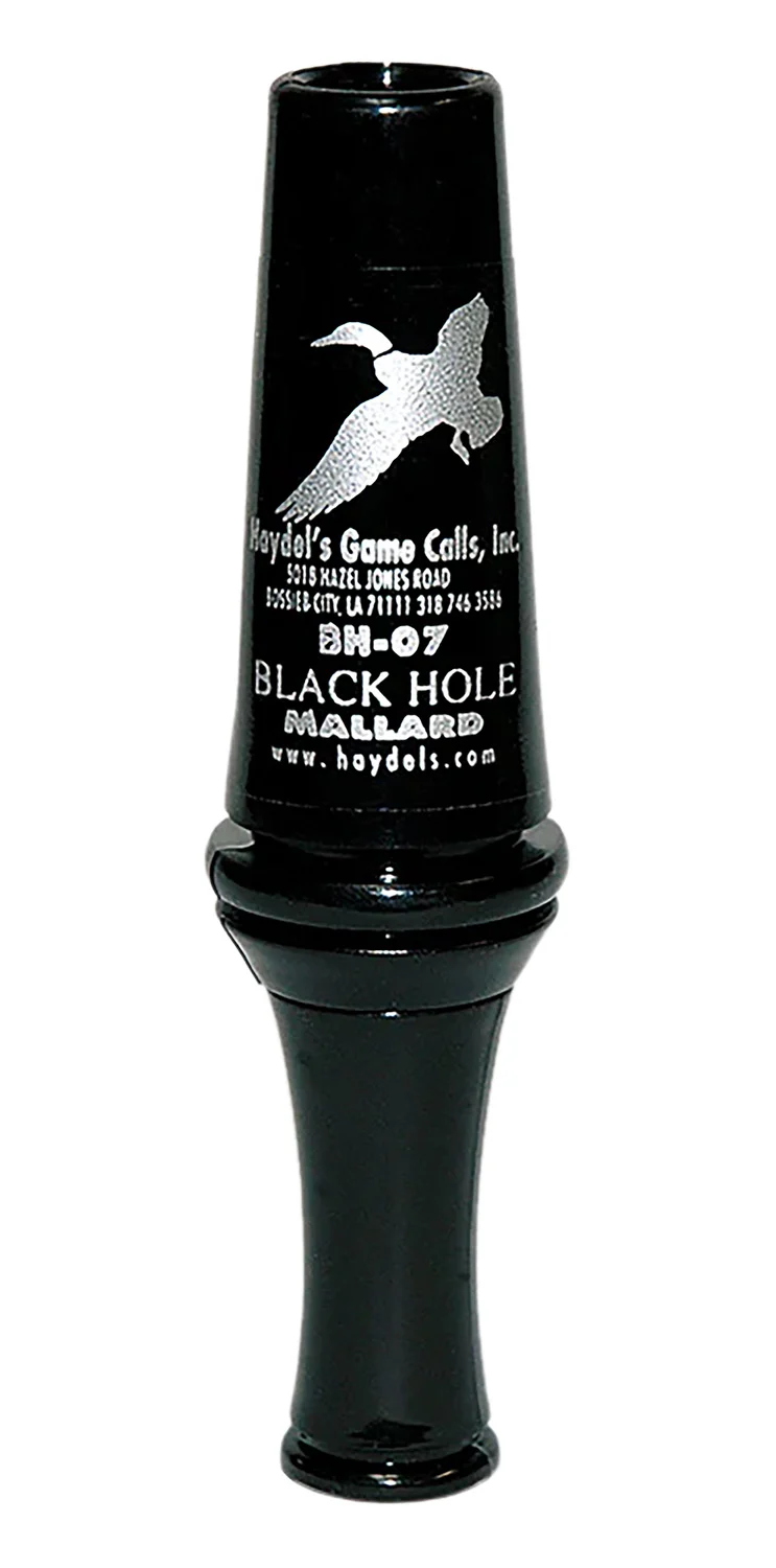 Haydel's Game Calls BH07 Black Hole Open Call Double Reed Mallard Sounds Attracts Ducks Black Polycarbonate