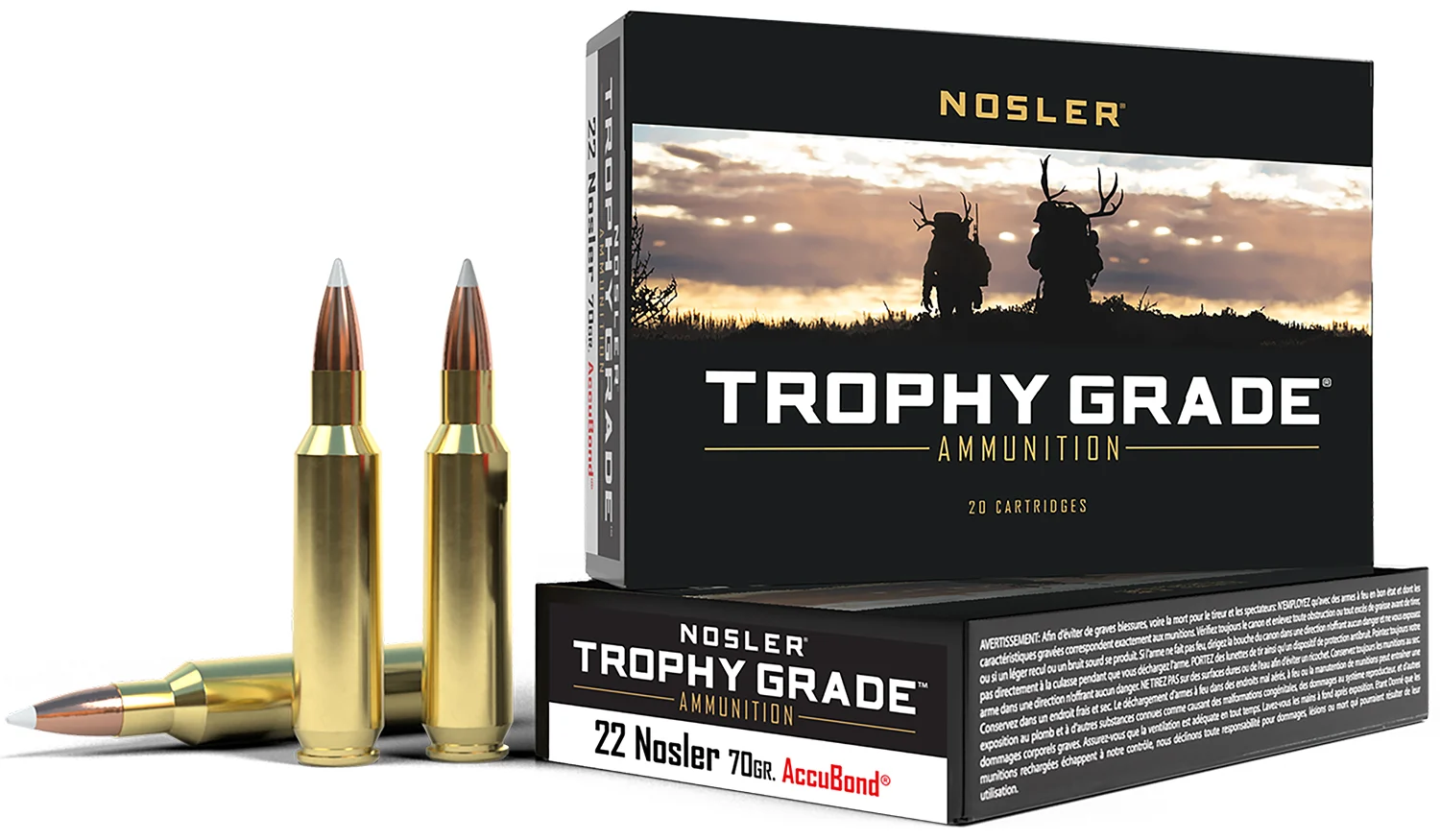 Nosler 60918 Trophy Grade 22Nosler 70gr Nosler AccuBond 20 Per Box/20 Case