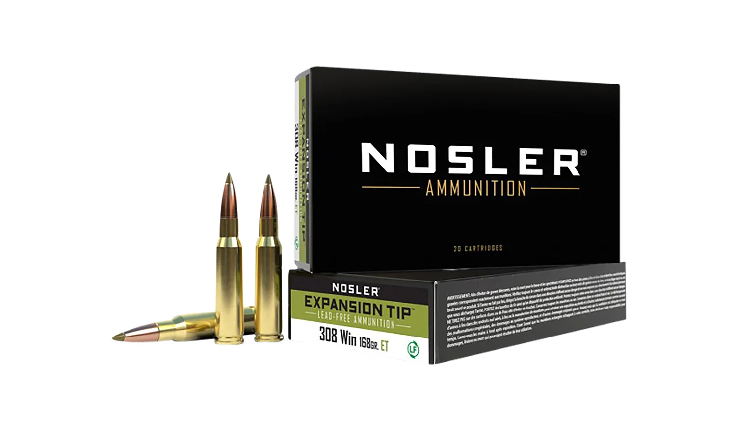 Nosler 40035 E-Tip 308Win 168gr E Tip Lead Free 20 Per Box/10 Case