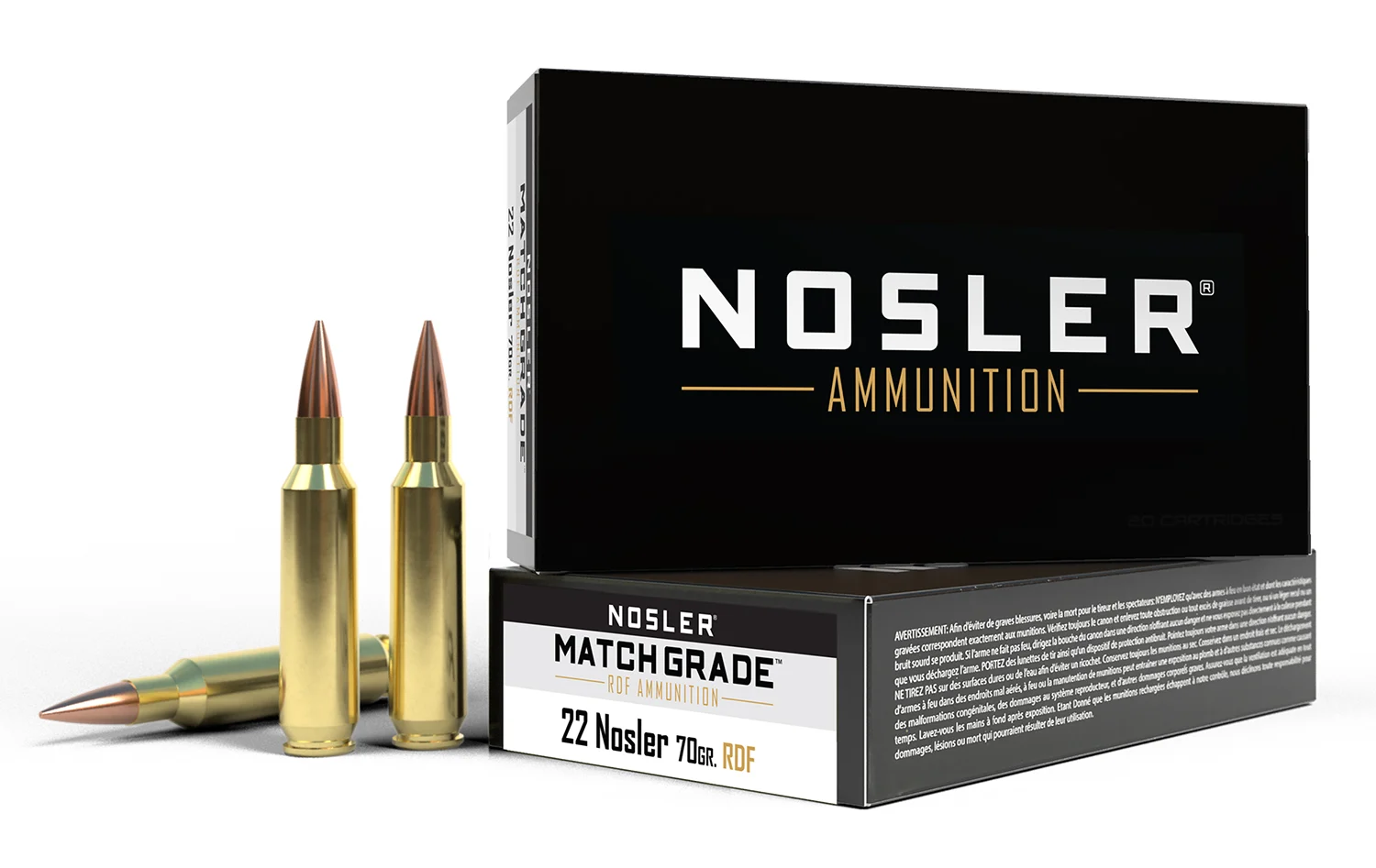 Nosler 60124 Match Grade RDF 22Nosler 70gr RDF Hollow Point Boat Tail 20 Per Box/10 Case