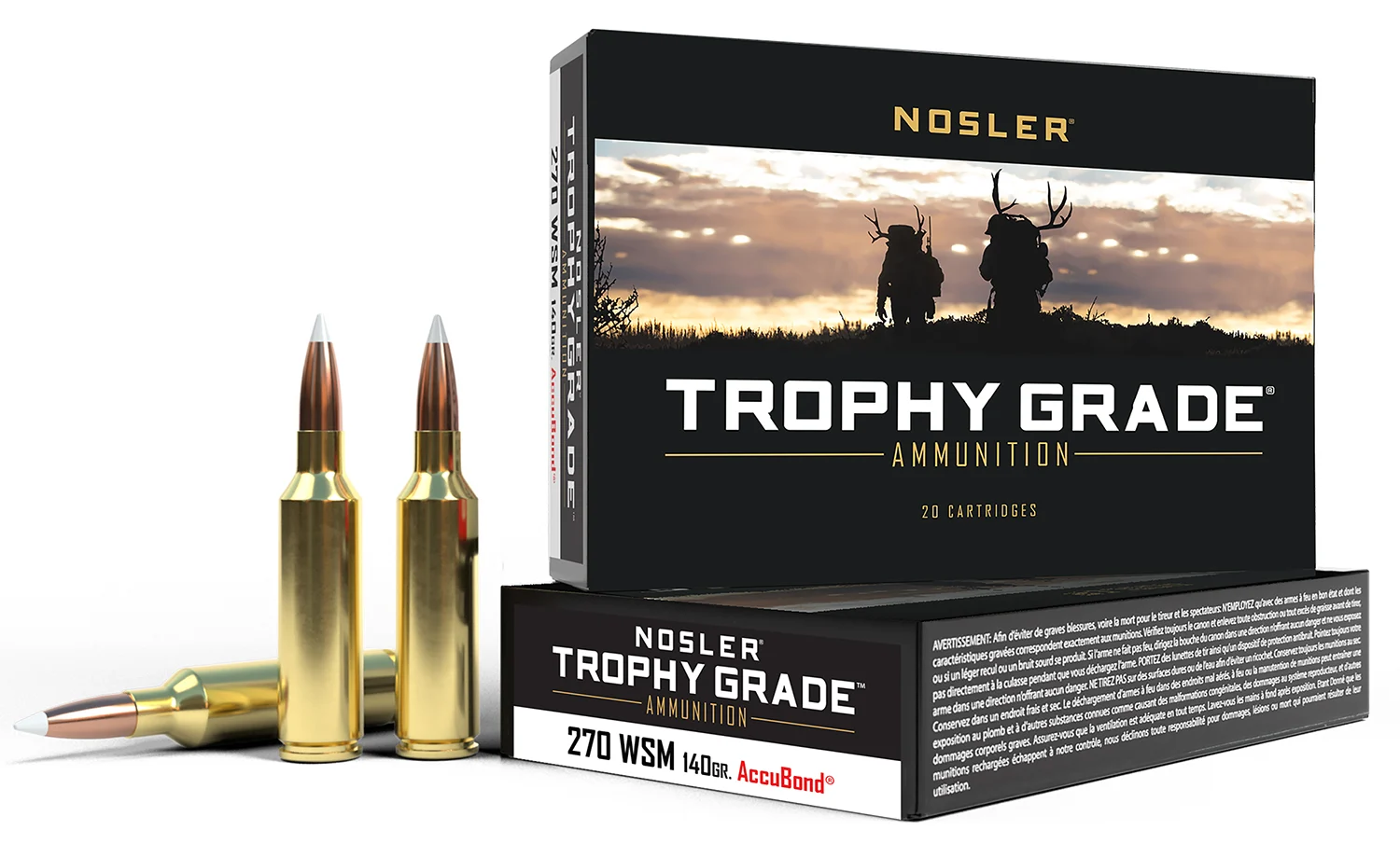 Nosler 60030 Trophy Grade 270WSM 140gr Nosler AccuBond 20 Per Box/10 Case