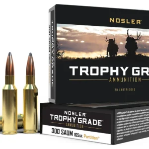 Nosler 60061 Trophy Grade 300RemSAUM 165gr Nosler Spitzer Partition 20 Per Box/10 Case