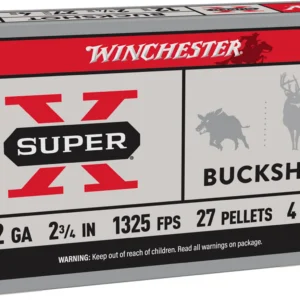 Winchester Ammo XB124 Super X 12Gauge 2.75" 27Pellets 4Buck Shot 5 Per Box/50 Case