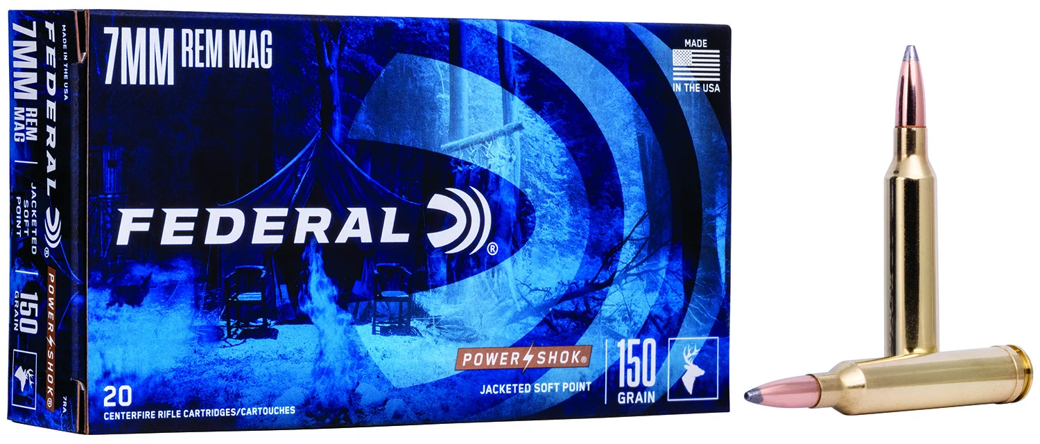 Federal 7RA Power-Shok 7mmRemMag 150gr Jacketed Soft Point 20 Per Box/10 Case