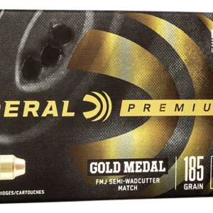 Federal GM45B Premium Gold Medal 45ACP 185gr Full Metal Jacket Semi Wadcutter 50 Per Box/20 Case