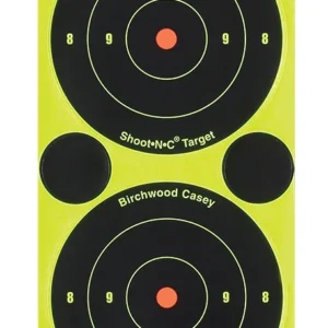 Birchwood Casey 34375 Shoot-N-C Reactive Target Self-Adhesive Paper Black/Yellow 3" Bullseye 240 Pack