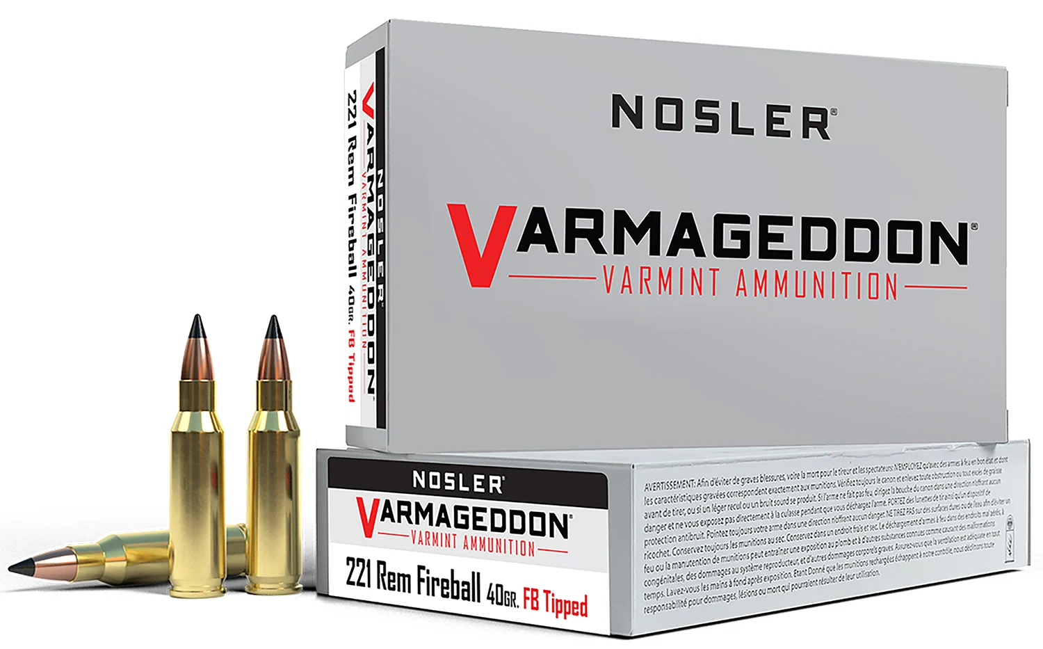 Nosler 65125 Varmageddon 221RemFireball 40gr Flat Base Tipped 20 Per Box/20 Case