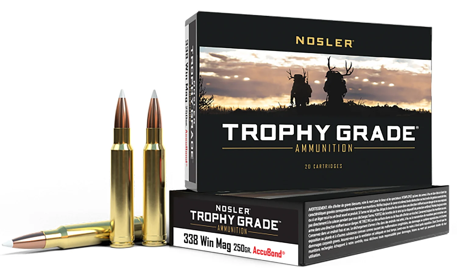 Nosler 60086 Trophy Grade 338WinMag 250gr Nosler AccuBond 20 Per Box/10 Case