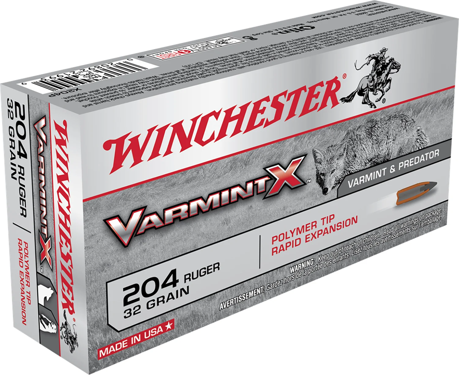 Winchester Ammo X204P Varmint X 204Ruger 32gr Polymer Tip Rapid Expansion 20 Per Box/10 Case