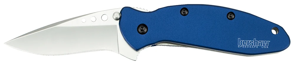 Kershaw 1620NB Scallion 2.40" Folding Drop Point Plain Bead Blasted 420HC SS Blade Navy Blue Anodized Aluminum Handle Includes Pocket Clip
