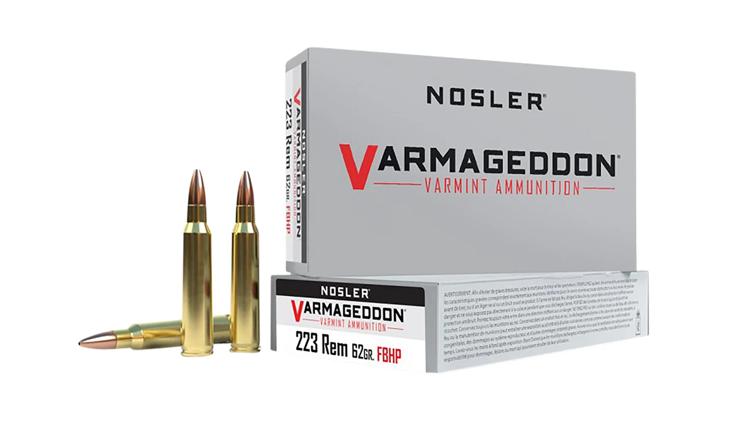 Nosler 40223 Varmageddon 223Rem 62gr Flat Base Hollow Point 20 Per Box/20 Case