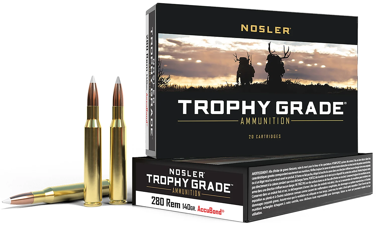 Nosler 48545 Trophy Grade 280Rem 140gr Nosler AccuBond 20 Per Box/10 Case