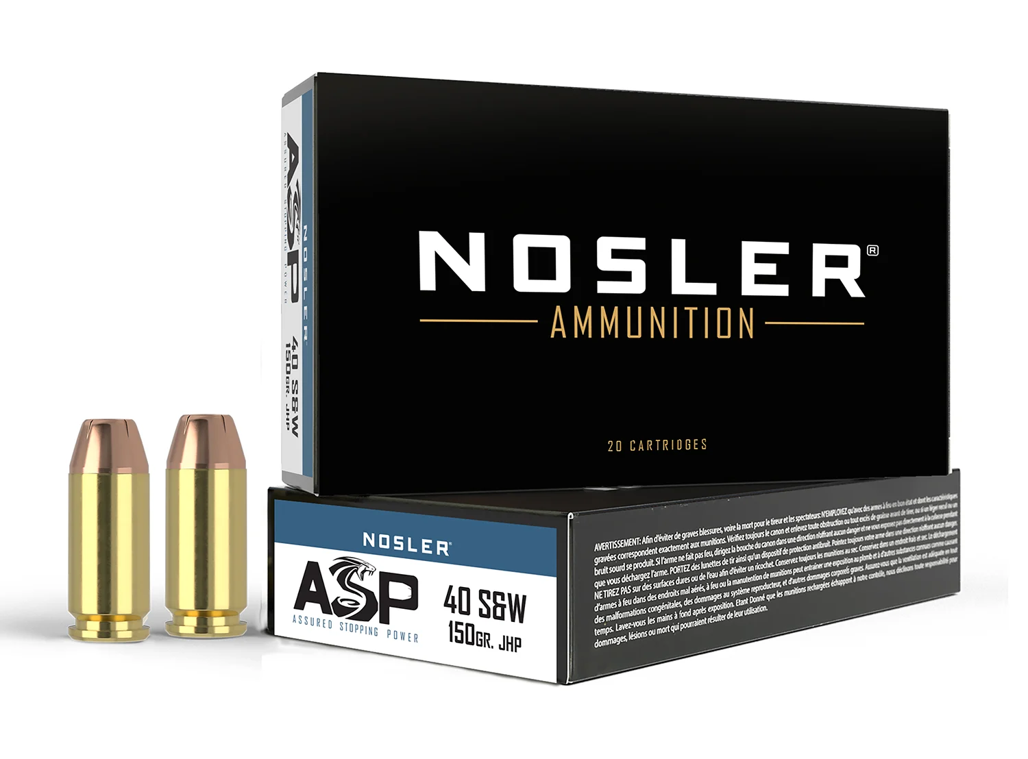 Nosler 51181 Assured Stopping Power Handgun 40S&W 150gr Jacketed Hollow Point 50 Per Box/10 Case