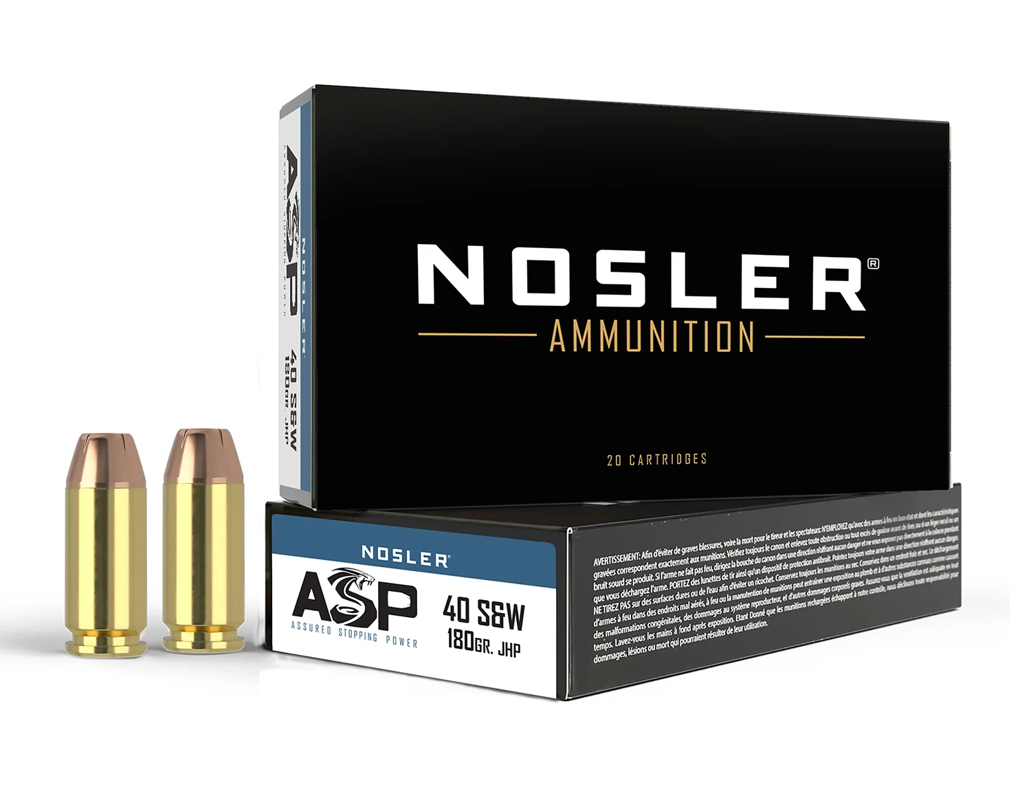 Nosler 51212 Assured Stopping Power Handgun 40S&W 180gr Jacketed Hollow Point 50 Per Box/10 Case