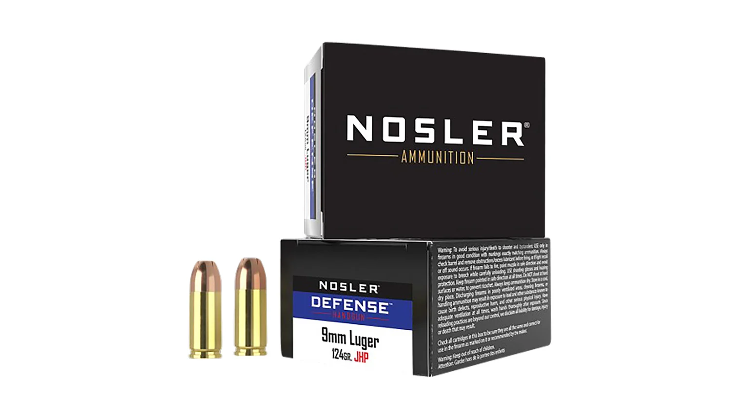 Nosler 38432 Defense Handgun 9mmLuger+P 124gr Bonded Performance Jacketed Hollow Point 20 Per Box/10 Case