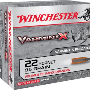 Winchester Ammo X22P Varmint X  22Hornet 35gr Polymer Tip Rapid Expansion 20 Per Box/10 Case