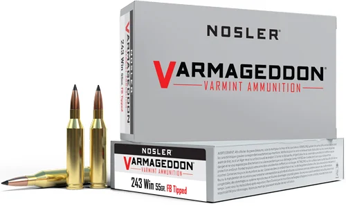 NOSLER VARMAGEDDON 243 WIN - 55GR FBT 20RD 10BX/CS