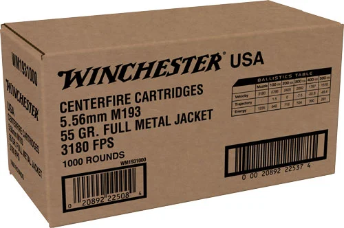 WINCHESTER USA 5.56X45 55GR - FMJ 1000RD CASE LOT