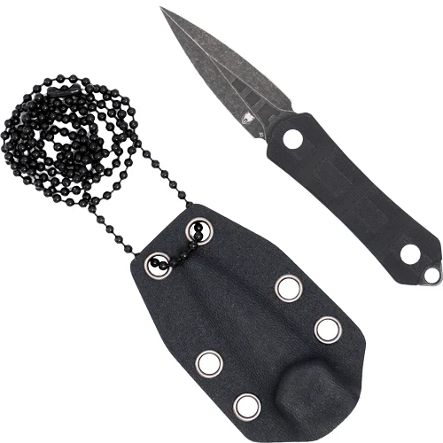 COBRATEC GUARDIAN NECK KNIFE - 1.99" D2 STONEWASH DAGGER W/SH