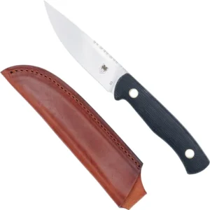 COBRATEC KOONSMAN 4" FIXED BLD - BLACK D2 W/LEATHER SHEATH