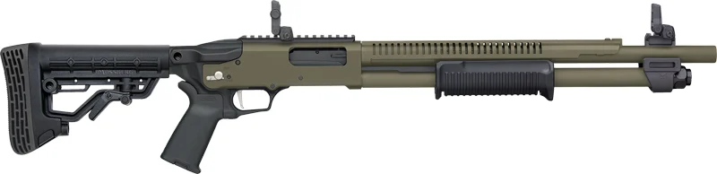 MOSSBERG 590R TACTICAL 12GA - 18.5" 6RD ADJ STK OD GREEN