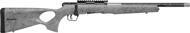 SAVAGE B22 22WMR TIMBERLITE - THUMBHOLE 18" CF 10RD GRY WOOD