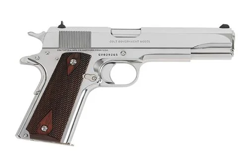 COLT GOVERNMENT 1911 38 SUPER - 5" 9RD BRIGHT STAINLESS ROSEWD