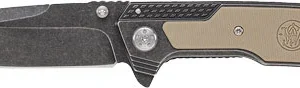 S&W STONEWASH DROP POINT 3.6" - BLADE W/ S&W LOGO IN G10 HNDL