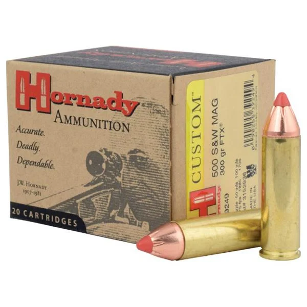 Hornady Custom Handgun Ammunition .500 S&W 300 gr FTX 2075 fps 20/rd